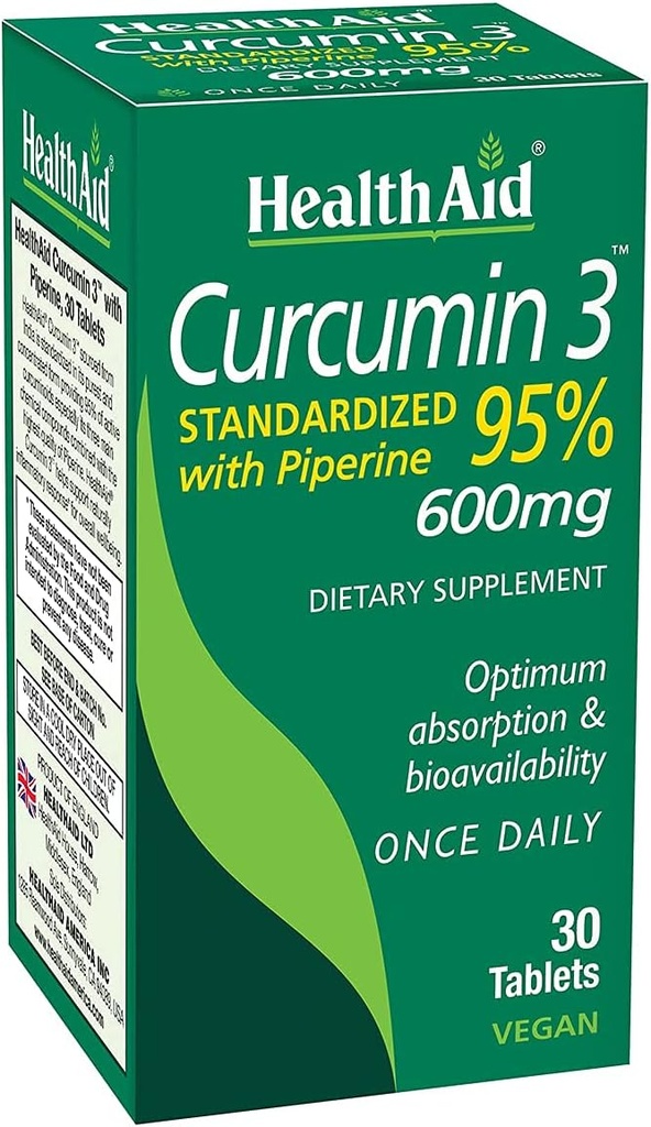 Complex de curcumină 600 mg, 30-conte de extract de turmeric cu bioperină pentru absorbție îmbunătățită, 95% Curcuminoide 