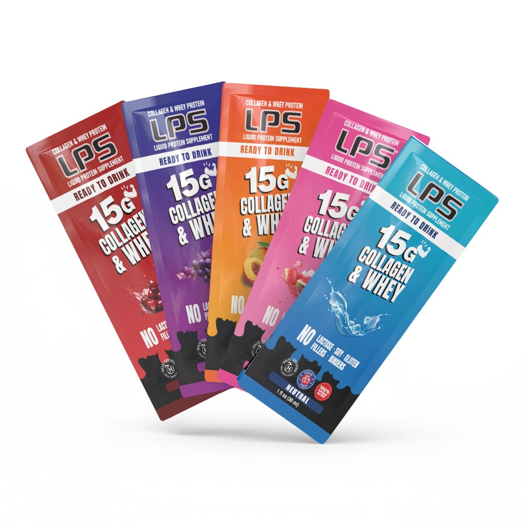 Design-uri nutritionale LPS lichid Colagen & whey supliment de proteine - non-GMO băutură, zahăr-gratuit - promovează sănătos piele și păr pentru bărbați și femei, Single Serve (Cutia de Varietate, 30)