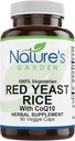 Natura'S GARDEN ESENȚIALS Red Yeast Rice Organic cu CoQ10-90 Veggie Caps cu 600mg Organic Red Rice Yeast Plus Co Q 10 - Naturi Suport pentru Colesterol