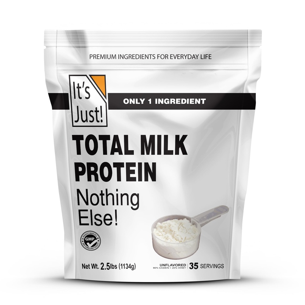 Doar! - Pulbere concentrată de proteine din lapte totală (Conține: 80% Casein / 20% Whey), metale grele testate, fără arome adăugate, non-GMO, gluten gratuit (2.5 Lire, Nearomat)