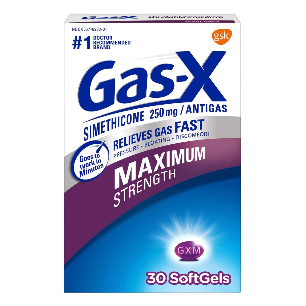 Gaz-X Putere maximă de gaz Softgels cu Simethicone 250 mg - 30 Conte