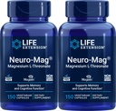 Extensie de viaţă Neuro-Mag 150 Capsule vegetariene (Pachet de 2), Magneziu L-Treonat, Magtein Supliment