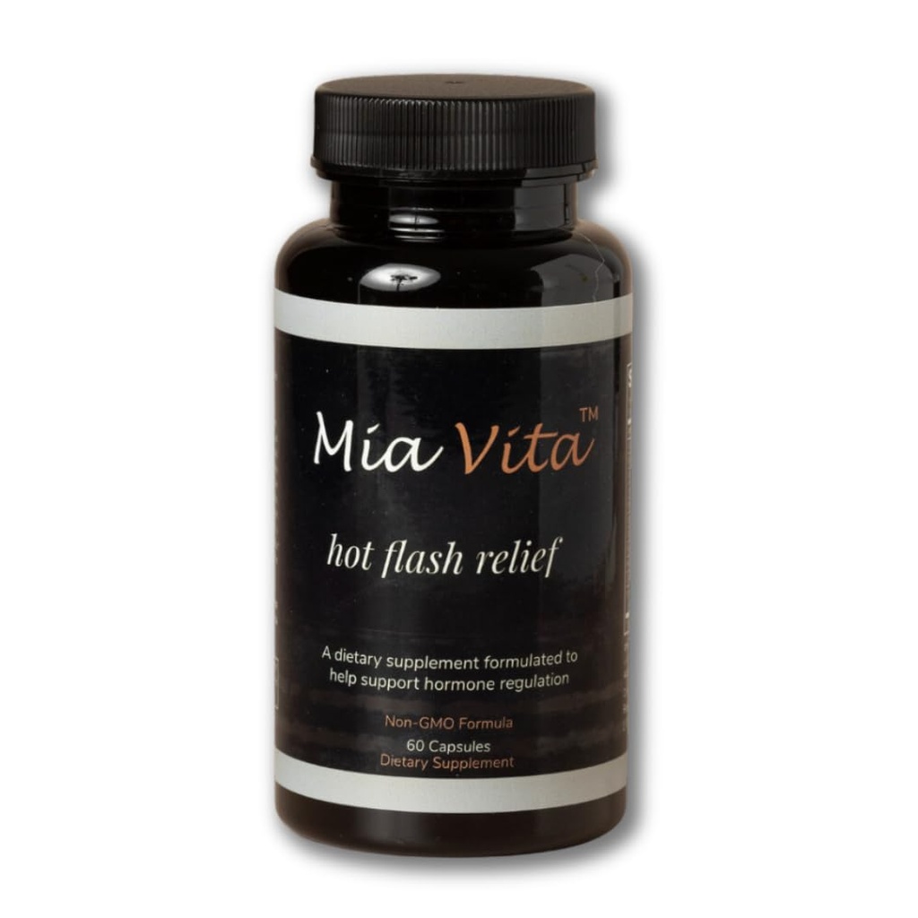 FEMMEPHARMA Mia Vita Hot Flash Suplimente pentru Menopauza non-GMO Natural Hormone Regulamentul pentru transpirații de noapte negru Cohosh & Dong Quai 60 Capsule (30 zile de aprovizionare)