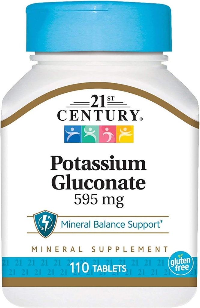 21st Century, Gluconat de potasiu, 595 mg, 110 comprimate