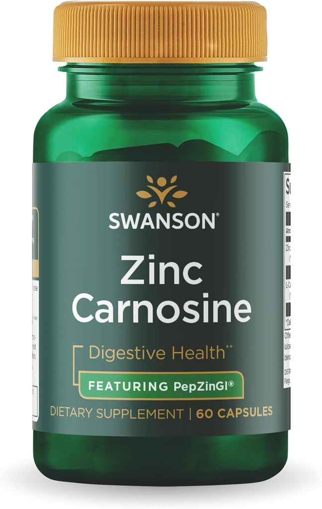 Swanson Ultra zinc Carnosine (PepZingi) - 60 capsule - Suplimentul natural pentru sănătatea gastrică, suport digestiv și echilibru microbial stomac