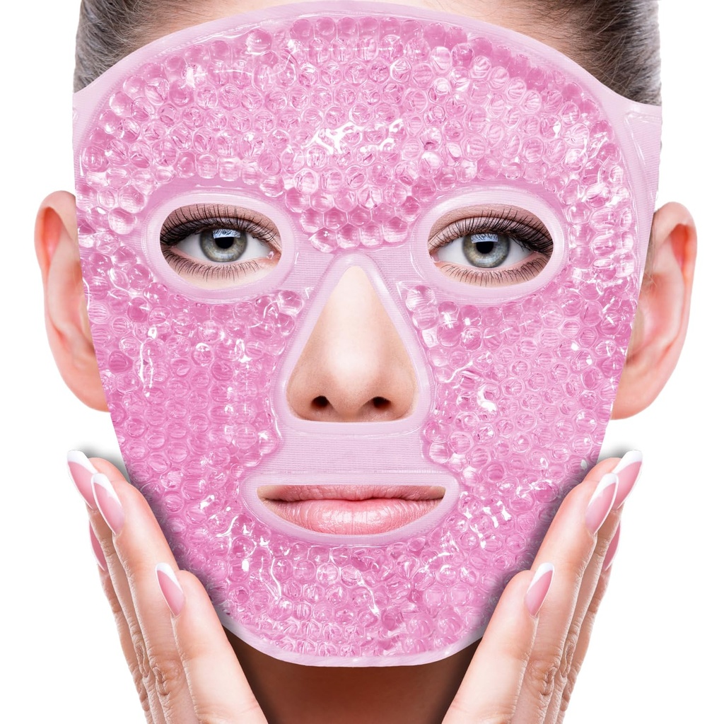ZNÖCUETÖD Face Eye Mask Ice Pack pentru reducerea Puffiness, Bags under Eyes, Puffy Dark Circles, Migraine,Hot/Cold Pack cu moale Plush Backing (Pink #19)