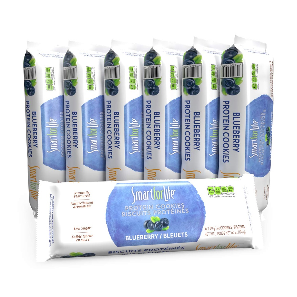 Smart for Life Blueberry High Proteine Cookie Diet - 1 săptămână de aprovizionare - Snacks-uri cu carbohidrați scăzut Carb Cookie-uri de masă de înlocuire - cookie-uri cu fibre ridicate - On-the-Go sănătos gustări