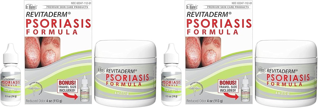 Dr. Blaines NEVITADERM Psoriazis Formula - Crema Topical cu gudron de cărbune, Ceai ulei de copac și ulei de lavandă pentru mâncărime, flacari, uscat, crăpate Skin Relief - 4 fl. oz. - Include sticla dimensiune călătorie (2-pack)