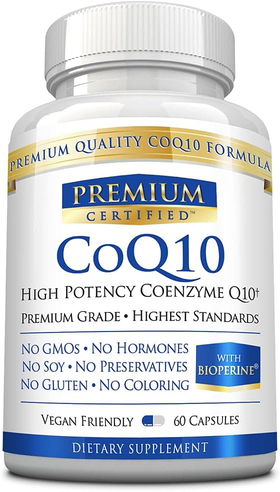 CoQ10 - Coenzima Q10 300mg cu ulei MCT si Piperina - Absorbtie rapida - Boost Nivele antioxidante, Imbunatatirea energiei, suport Cardioli si Fertilitate - 60 capsule - Vegan prietenos