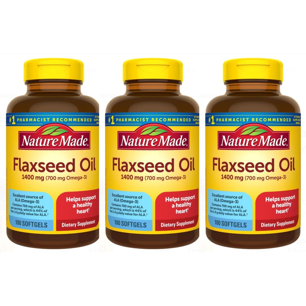 Natura Made Organic Flaxseed ulei 1400 mg 700mg Omega 3 100 lichid Softgels 3 PACK