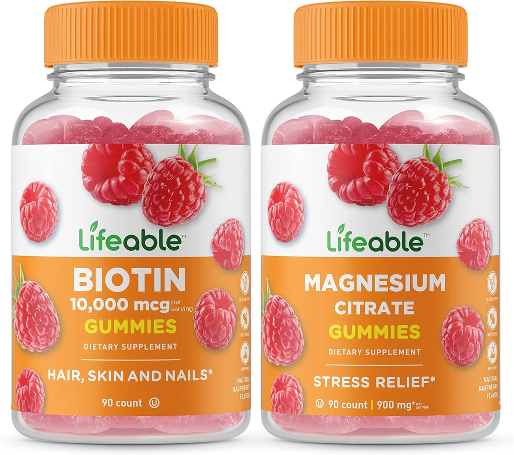 Biotina vie + Magneziu, Gume Bundle - Degustare mare, Suplimentul de vitamine, Gluten gratuit, OMG gratuit, Mestecabil