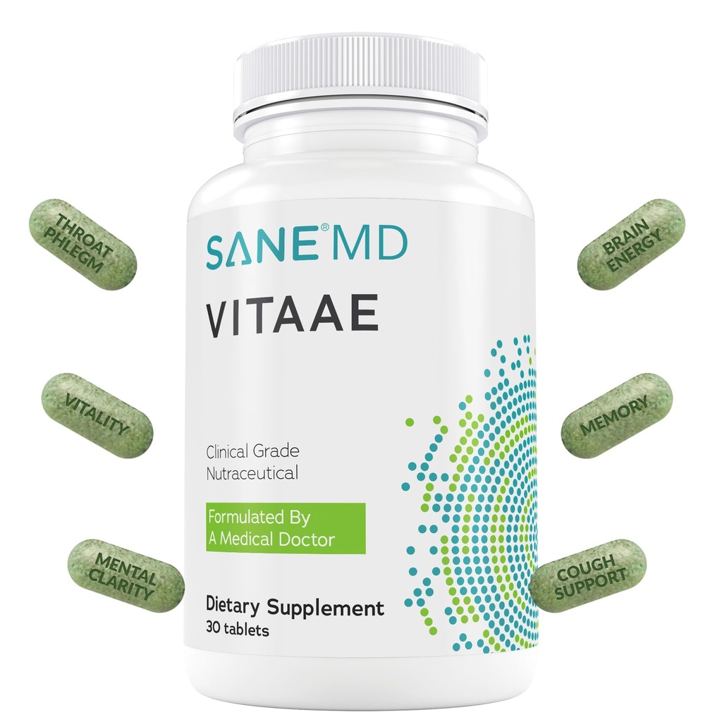 SANE MD Vitaae - Throat Phlegm, Tuse, și Brain Support - Suplimente de citicalină pentru respiratorii, gât, și Brain Health