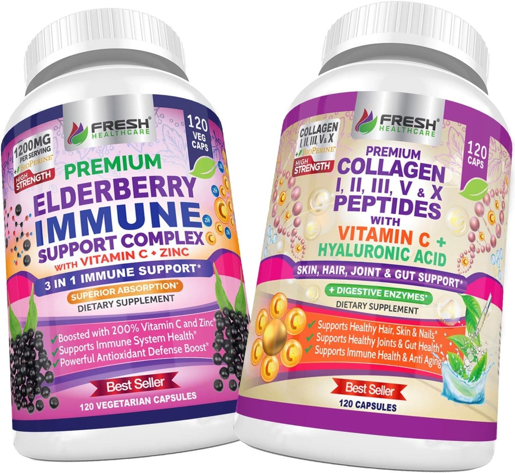 HEALKCARE PROASPETE Elderberry Immune Support and Multi Colagen Peptides - Bundle