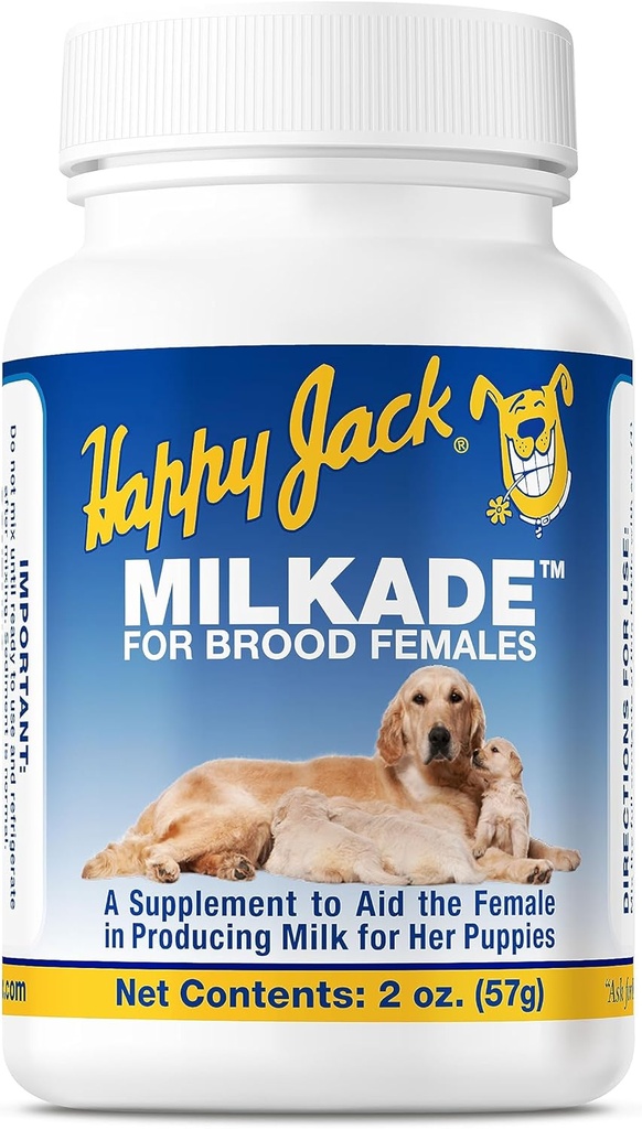 HAPPY JACK Milkade Dog Breeding & Nursing Provisions, Milk Production Aid for Female Dogs & Healthy Litter, Gravida Prenatal Vitamina cu vitamina B1 (2 oz)