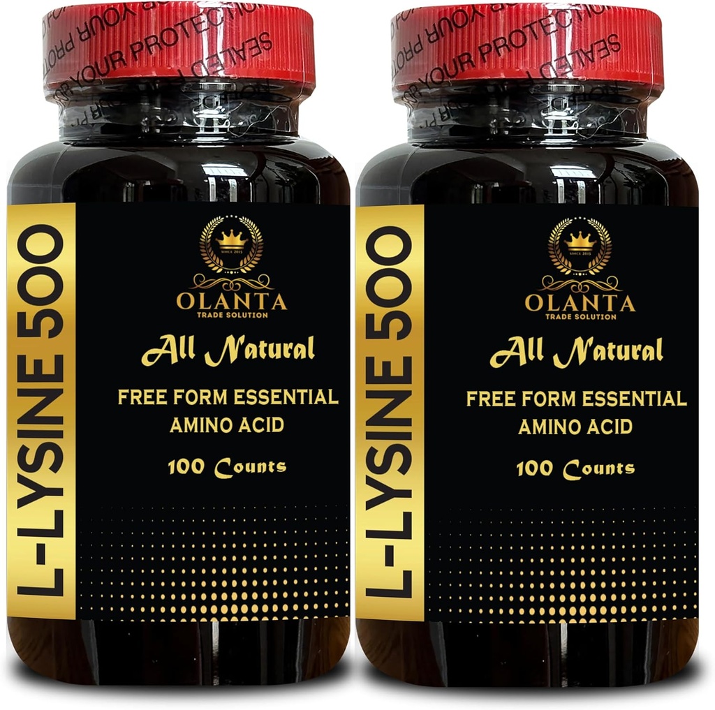 L-LYSINE 500 - Suplimentul natural de promovare a suportului de stres si a sistemului nervos de sanatate, L-Lysine HCl, aportul zilnic de lizina, Productia de energie, Aminoacid Vitamina Supliment - 2 sticle 200 conte