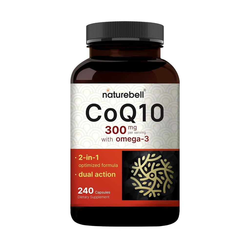 NatureBell CoQ10 300mg cu Omega 3, 240 capsule - 120 zile de aprovizionare 