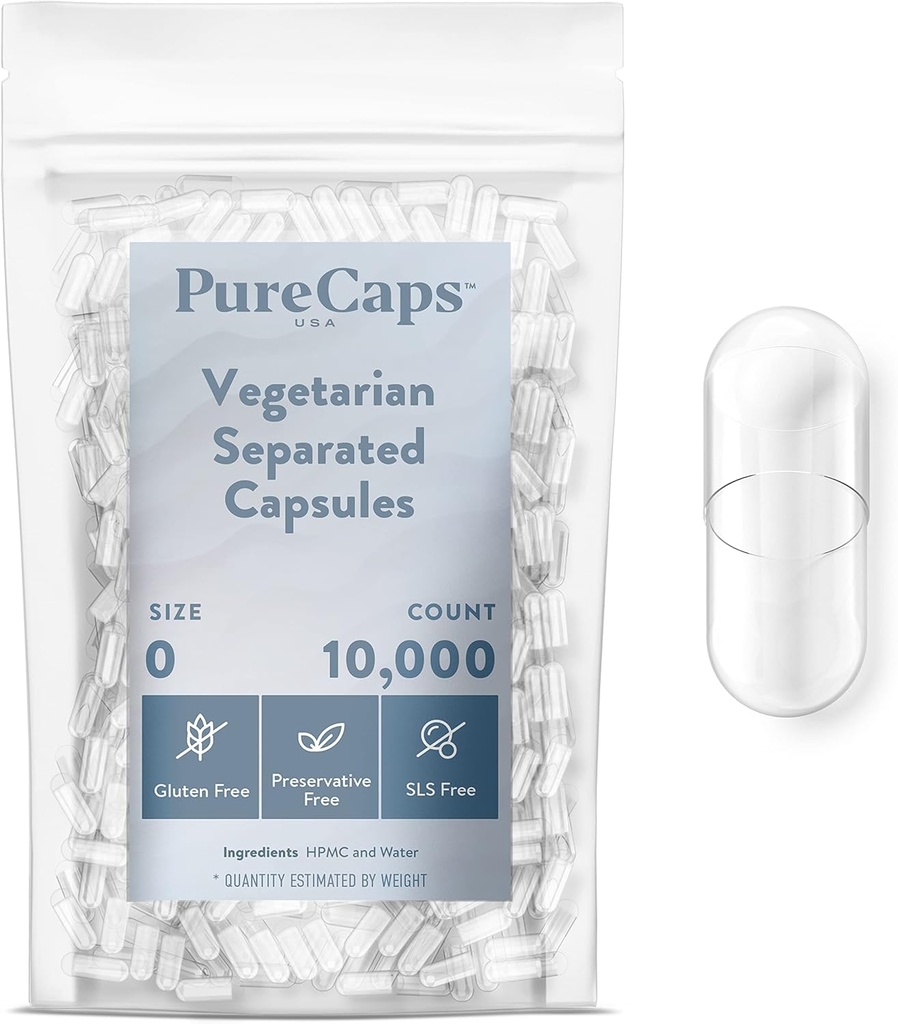 PureCaps SUA- gol Vegetarian pastile Vegas capsule dimensiune 0 