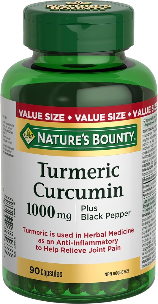 Natura lui Bounty Curcumin Turmeric 1000mg Plus Black Pepper, 90 capsule