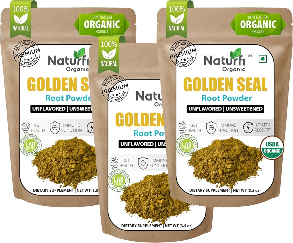 Naturefi Organic Goldenseal Root Powder - 10.5 oz, 300 Serviri *USDA Organic 