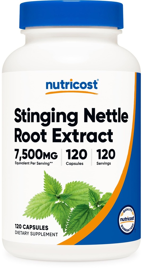 Nutricost Stinging Nettle Root Extract 7500 mg echivalent, 120 capsule - Vegetarian Friendly, Non-GMO, Gluten Free