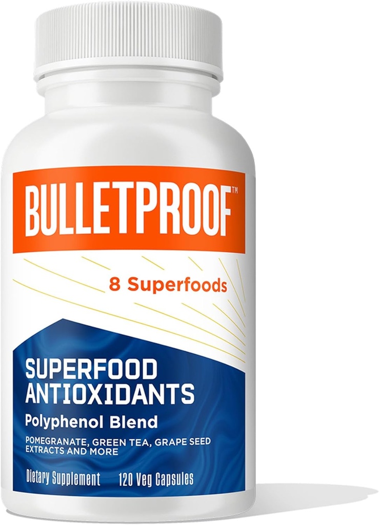Capsule antioxidante antioxidante antiglonț antiglonț, 120 capsule, supliment pentru a lupta gratuit-Radicals și suport îmbătrânire sănătoasă, Polifenol Blend, ambalaj mai Vary