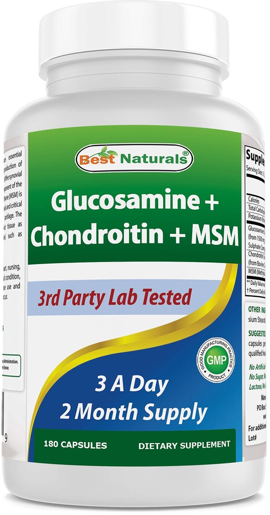 Cele mai bune naturale Glucosamină Chondroitin și MSM (non-GMO) - promovează sănătatea comună - 180 Conte