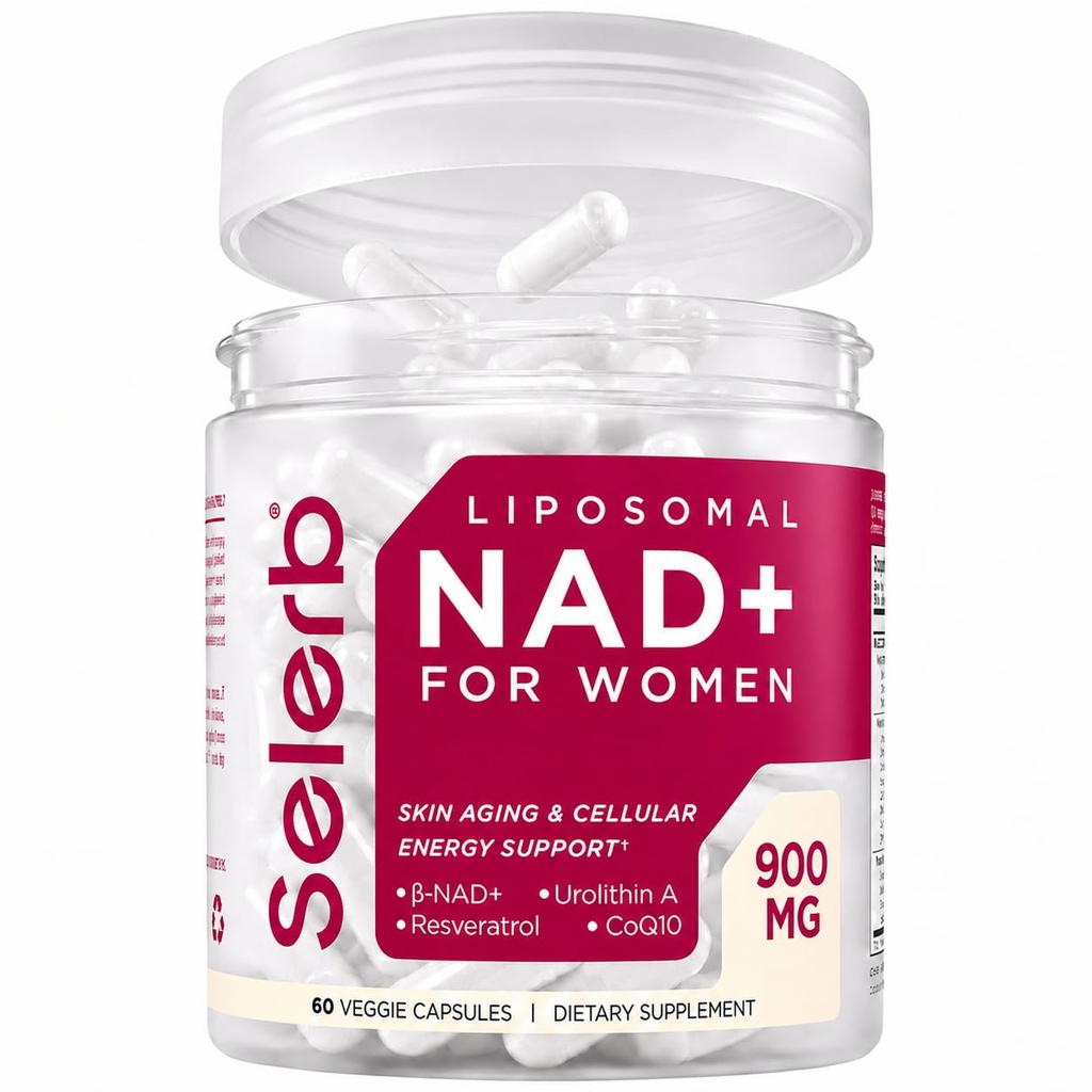 NAD. Supliment pentru femei - NMN Alternative cu β-NAD+, Trans-Resveratrol, CoQ10, D-Ribose - promovează Reînnoirea celulară, Energie, și Radiant Skin Health - 60 capsule avansate
