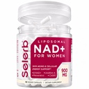 NAD. Supliment pentru femei - NMN Alternative cu β-NAD+, Trans-Resveratrol, CoQ10, D-Ribose - promovează Reînnoirea celulară, Energie, și Radiant Skin Health - 60 capsule avansate