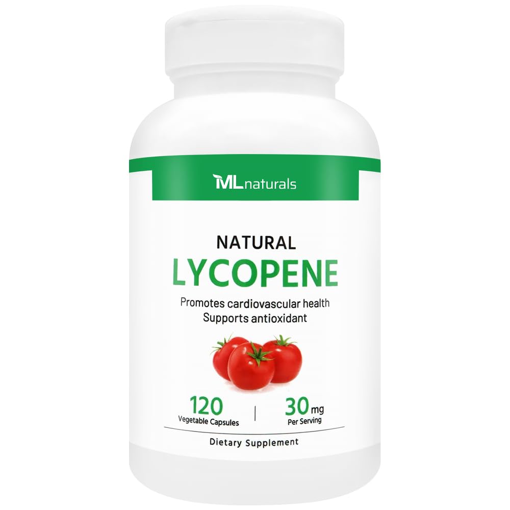 ML Naturale Licopen natural 30 mg 120 Capsule vegetale. Suport antioxidant și imun, Sănătate cardiovasculară și prostată, NSF-Certified & cGMP-Compliant, Lab testat pentru a treia parte