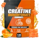 Creatine Monohidrat Gummies pentru bărbaţi şi femei, 4g de Creatină Monohidrat per Serving for Maximum Power, Performance, Sugar Free, Vegan, Pre-Workout Supliment (120 Conte)-Orange