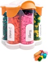 Extra Large Pill Organizator de zi cu zi, Săptămânal, supliment lunar flacon, Dulap cute Blossom Pilula cu 7 XL Compartimente, Easy-Open Pill Box pentru vitamine, medicamente, etichete incluse (Orange)