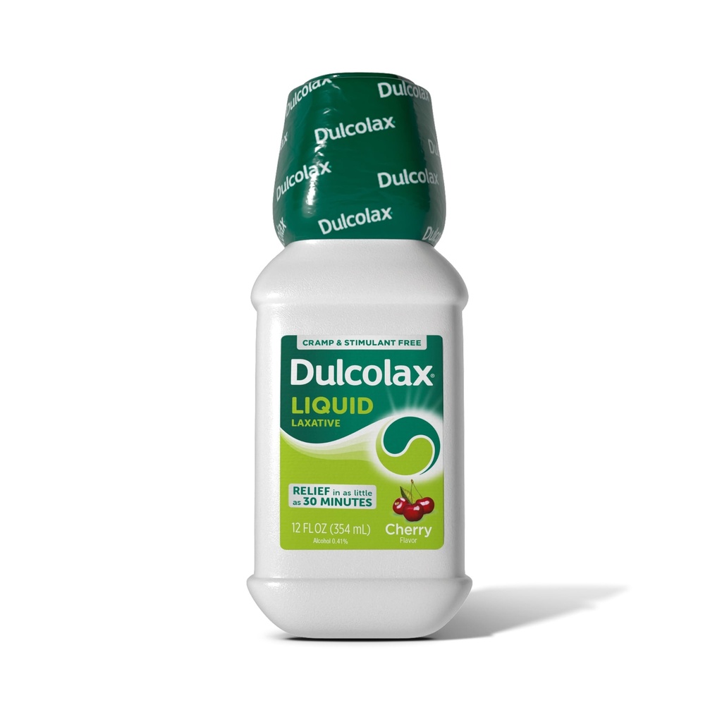 Dulcolax Saline Laxative Liquid, Fast & Gentle Constipatia Relief, Laxative naturale, Softens Stool, Cherry Flavor, Magneziu Hydroxide 1200 mg, 12 fl. oz.