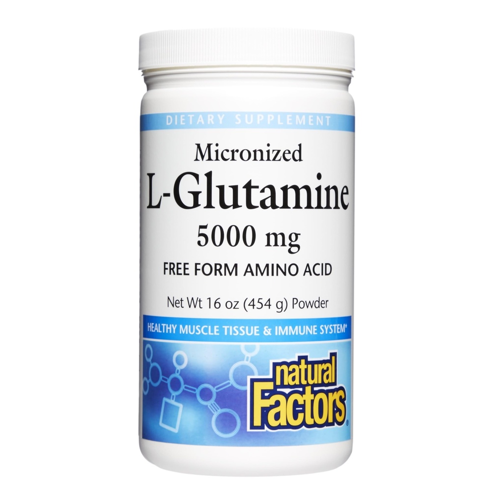 Factori naturali Micronized L-glutamină 5000 mg pulbere - Easy Absorbtion Gut Health Supplement - Powder Amino Acid Supplement sprijină recuperarea musculară - 16 oz (90 Servings)