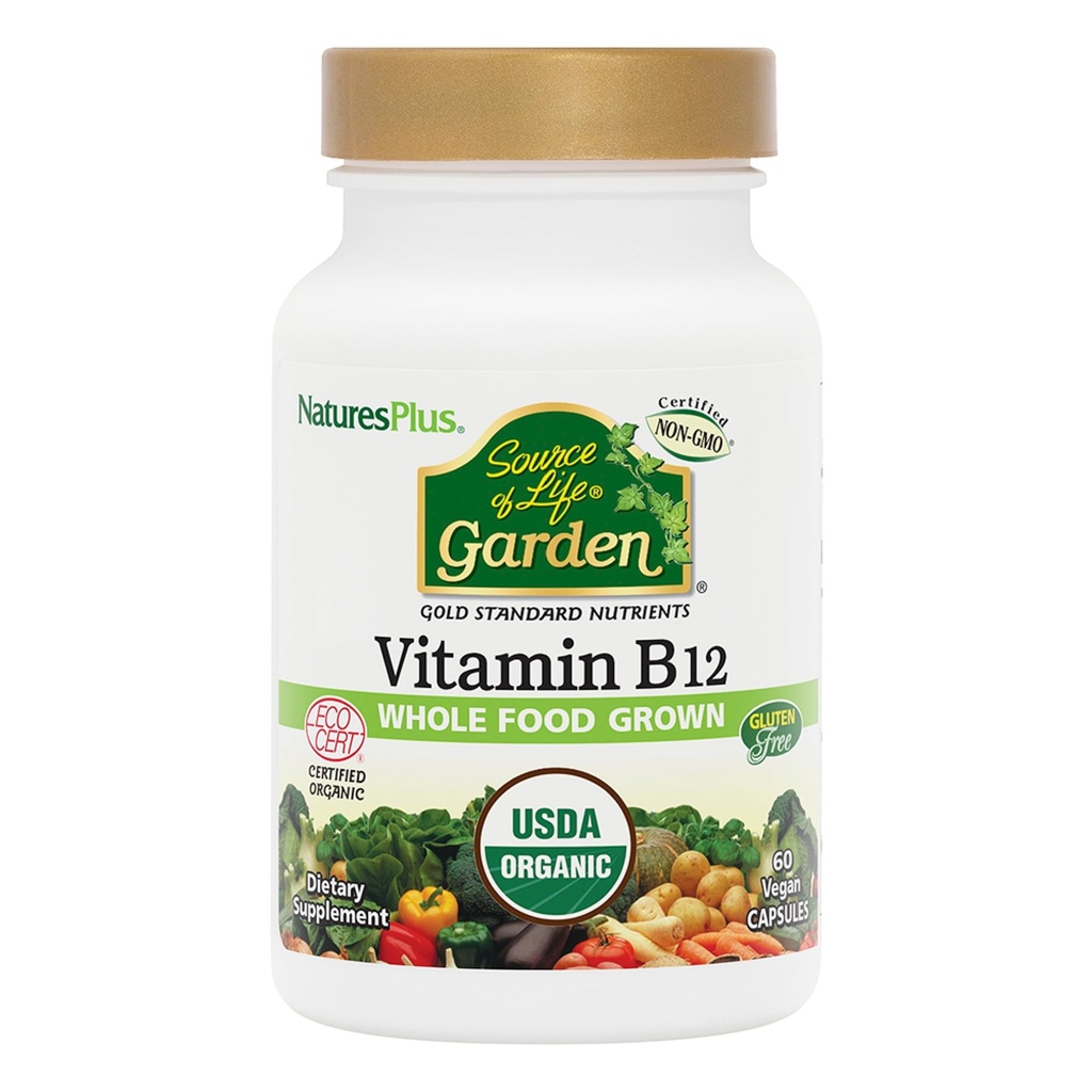 NaturasPlus Sursa de Life Garden Vitamina B12 - pachet de 2, 60 capsule Vegan - vegetarian, gluten gratuit, certificate organice - 60 total serviri