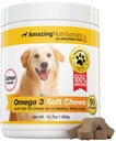 Uimitor Omega 3 pentru câini - Omega 3 ulei de pește pentru câini Suplimentul pentru mancarimi piele relief pentru piele uscată și pete fierbinți și Pată de topire cu EPA și acid gras DHA - 90 Somon moale Chews