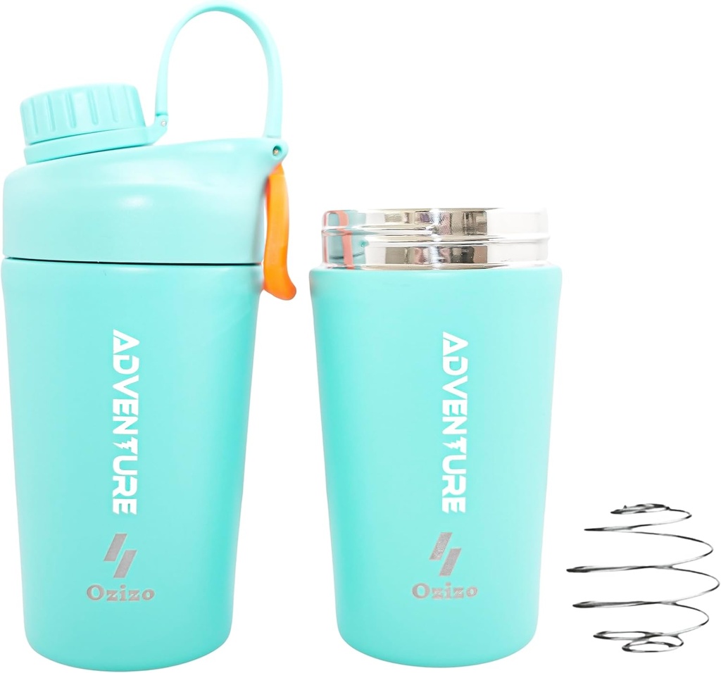 Ozizo Cupa de amestecare de proteine pentru amestecuri de proteine, 20 Ounces din oțel inoxidabil sticla de proteine Shaker, izolat, Leak Proof, Odor Rezistent, Small Cute Gym Mixer pentru bărbați, Femei, Băieți, Fete, Băuturi calde și reci