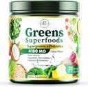Greens Powder Superfood - Premium Organic Super Greens Juice Powder - Packed with Probiotics, Wheat Grass, Enzime, Spirulina, Chlorella for Digestive & Gut Health, Smoothie Drink Mix - 28 Servings
