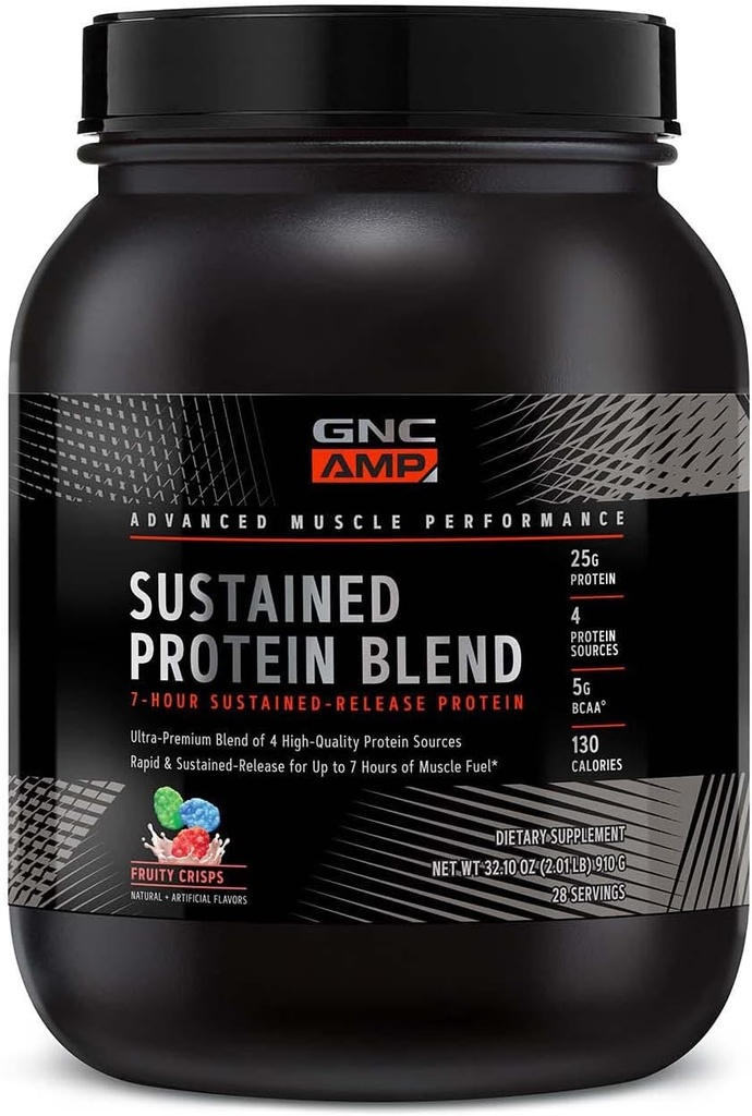 GNC AMP Amestec de proteine susţinute - Crips de fructe (28 Servings)