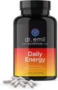 DR. EMIL NUTRITION supliment de energie zilnica - Pastile de energie fara zahar cu 160mg Cafeina Per Serving - Booster de energie & Focus Supliment cu extract de Guarana, L-Taurină & L-Theanină