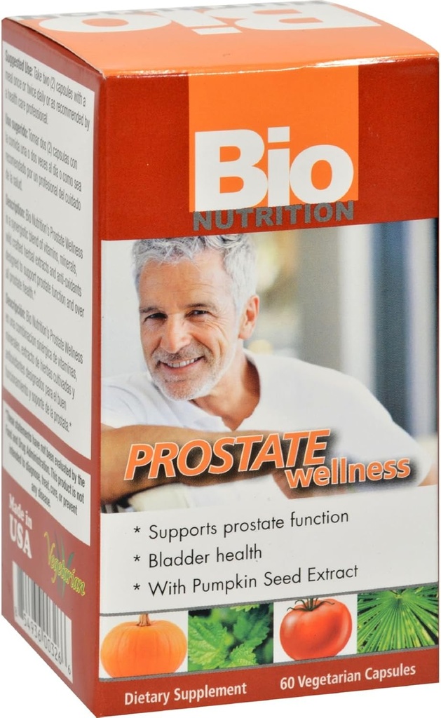 Bio Nutrition Prostate Wellness - Bladder Health - Gluten gratuit - 60 capsule vegetariene (Pachet de 2)