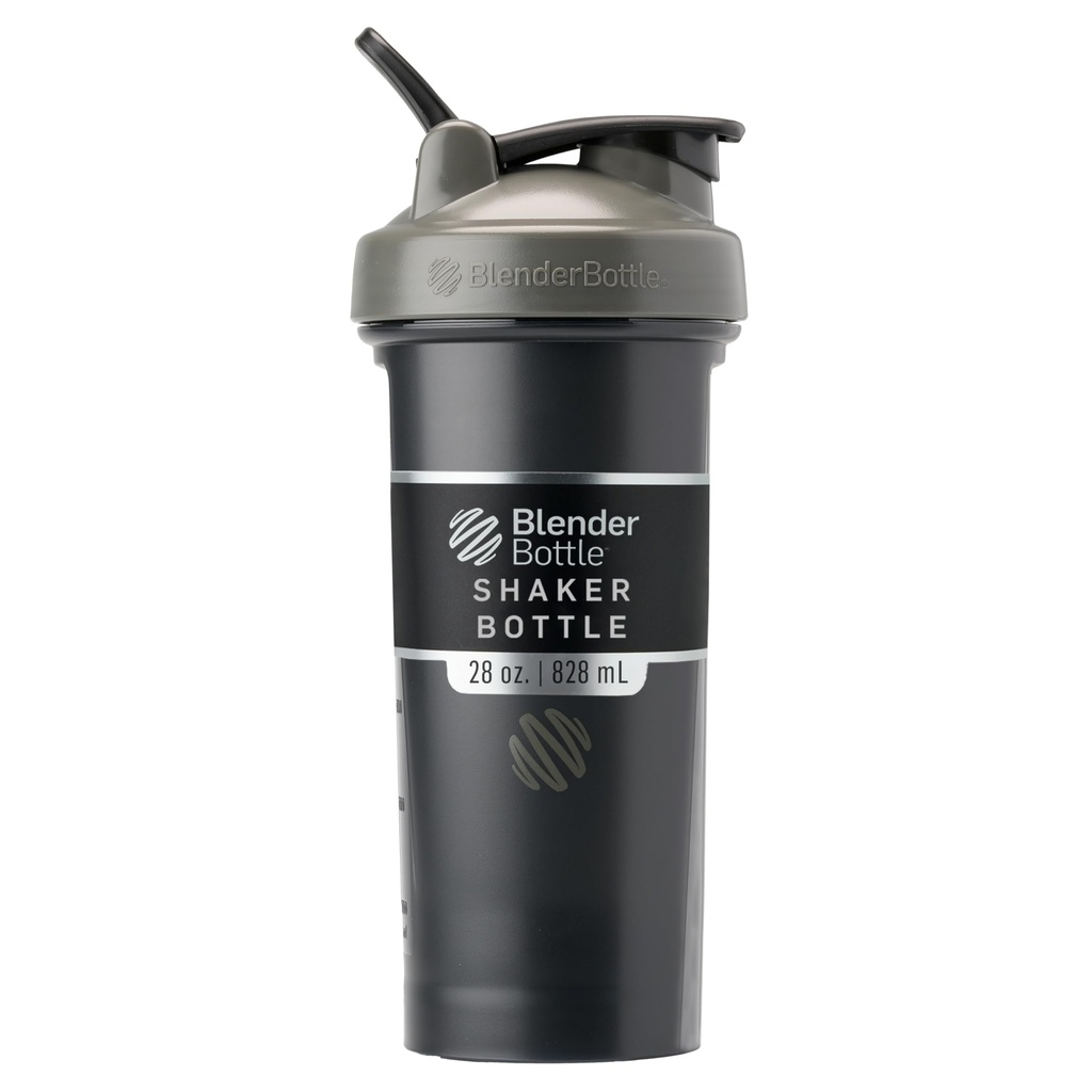 BlenderBottle Classic V2 Shaker Sticla Perfect pentru Shake-uri de proteine și Pre Workout, 28-Ounce, gri/negru, negru umbra