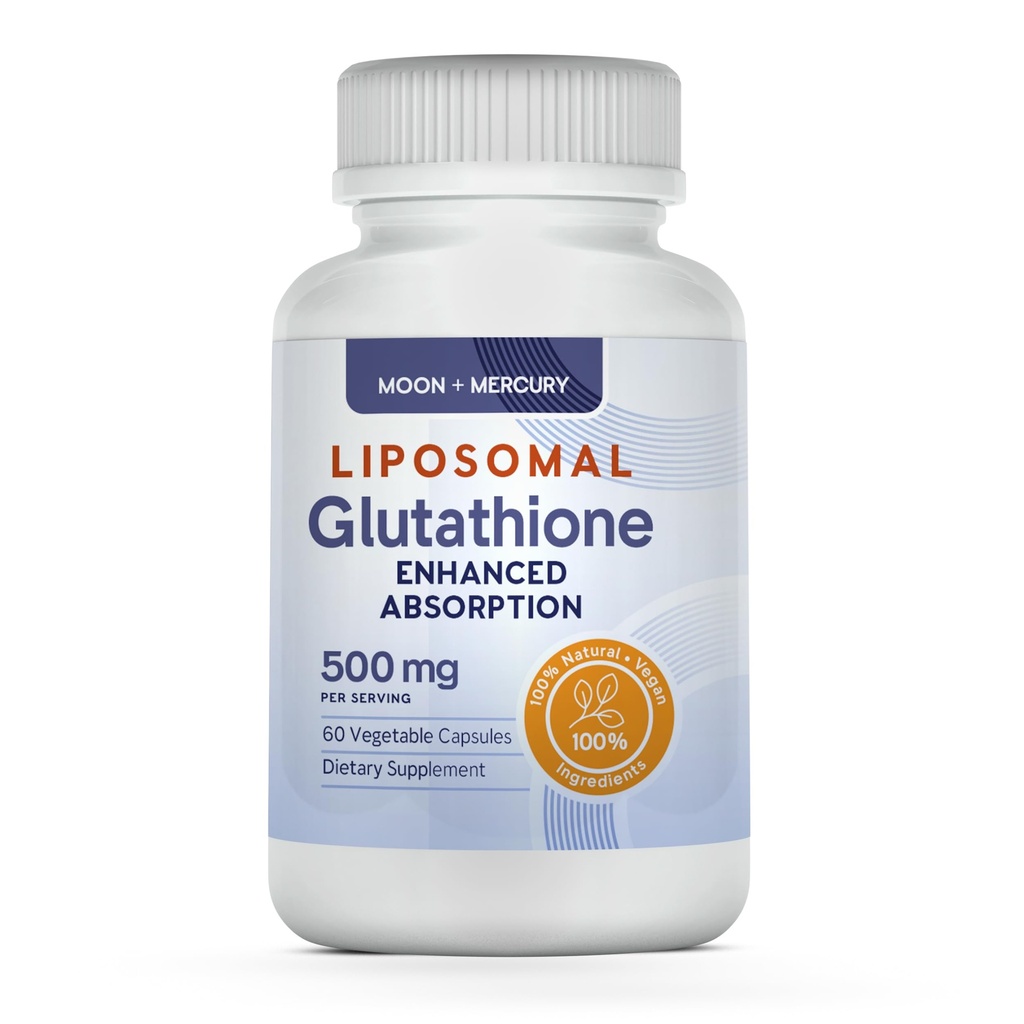 Liposomal Glutatione non-GMO, Gluten gratuit 500 mg supliment - Poate oferi suport imunitar, Detox hepatic, Brain Health and Heart Health - 60 Glutatione capsule