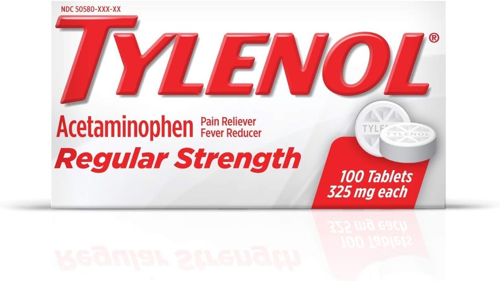 Tylenol comprimate regulate de putere cu 325 mg de Acetaminofen, Reducetor de febră și durere Reliever pentru dureri de cap, dureri de spate, dureri musculare și cramps menstruale, 2 ambalaj