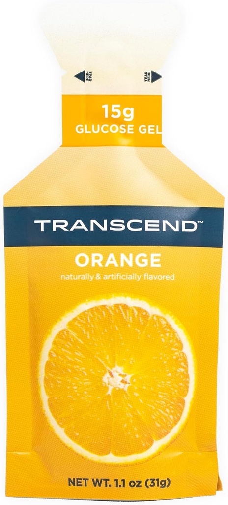 Transcend Foods Orange Gel (1.1 oz, Pachet de 38) Carb cu acţiune rapidă Gel Orange Flavor 