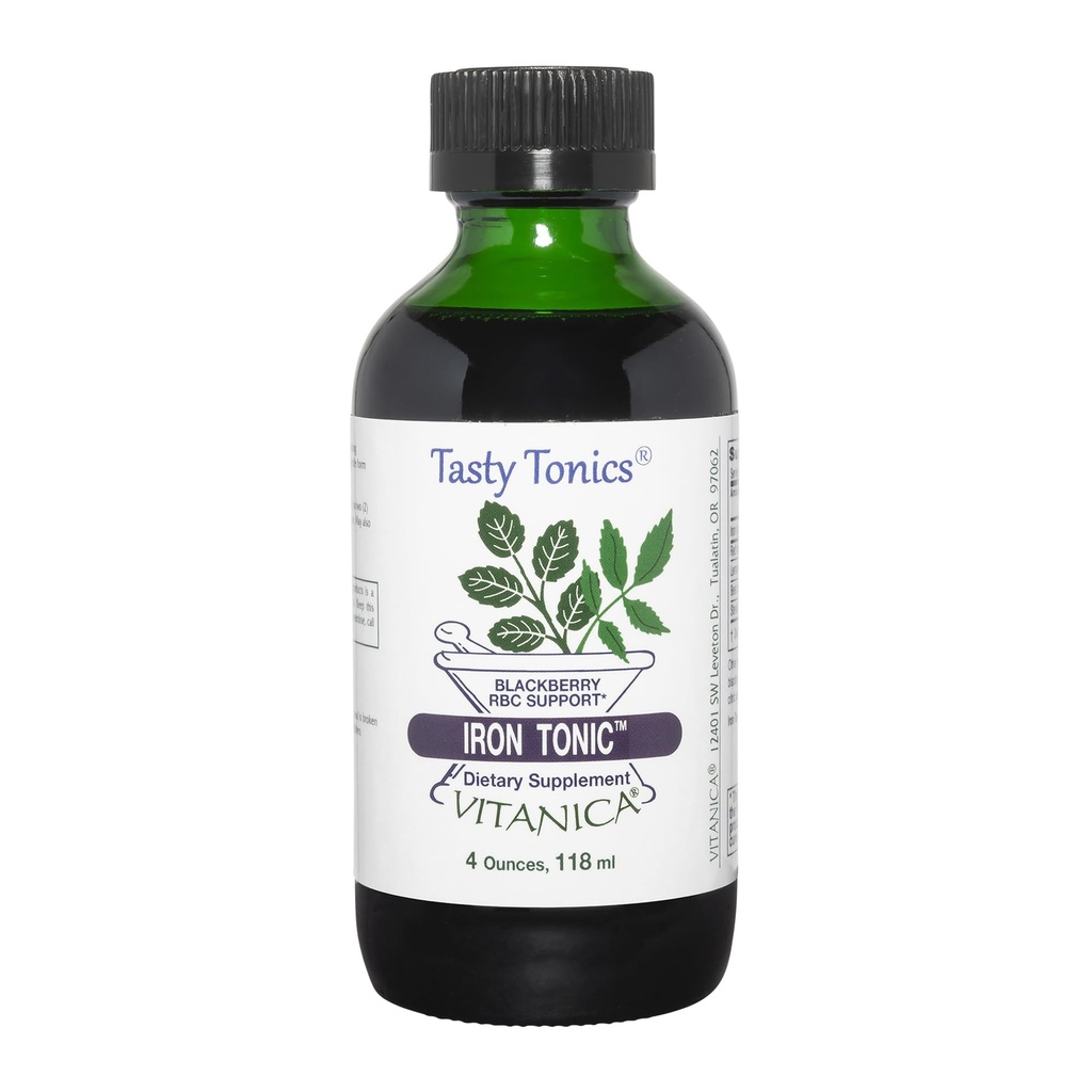 Vitanica Iron Tonic, Supliment lichid de fier, Suport pentru celule roşii din sânge, Vegan, 4 Ounce