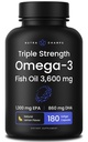 Putere triplă Omega 3 ulei de pește 3600 mg 