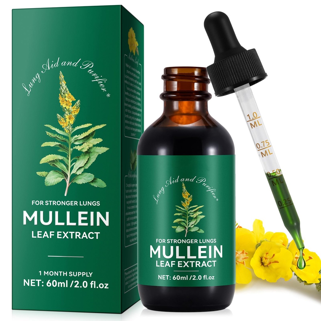 Mullein drops, Mullein Leaf Extract pentru plămâni, Mulleins Leaf drops for Lung Cleanse and Phlegm, Fast Absorbtion Powerful Mulleins Extract pentru plămâni mai puternici (1)