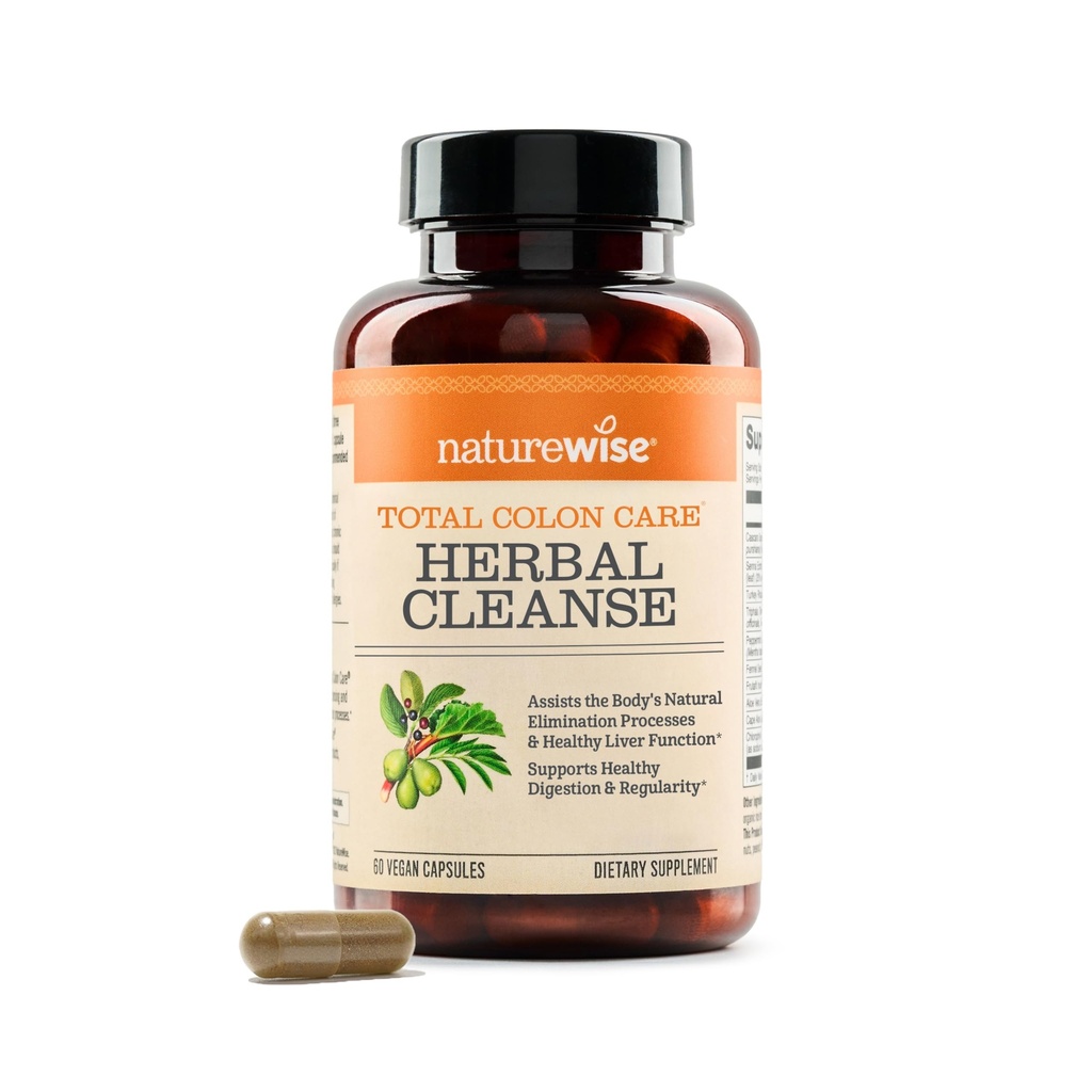Natural Total Colon Care Herbal Cleanse - Cu prebiotice, botanice, & Antioxidanti - pentru Miscarea normala a Bowel, Digestion, Gut Health - Vegan, Gluten-Free, Non-GMO - 60 Capsule[2-Month Supply]