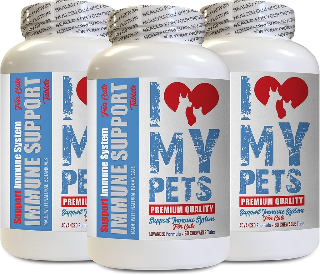 Iubesc PETS meu LLC supliment de ficat pentru pisici - CAT suport imunitar - Booster - Supliment sănătos - pisica supliment ciuperci - 180 tratează (3 sticle)