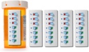 Take-n-Slide Peel and Stick Reusable for 12 + Refills, Pill/Medication/Vitamin/Pet Med Tracker & Reminder, Ataşaţi-vă la sticla dvs., Organizator-Free, Curved-Back (White, 5-Pack)